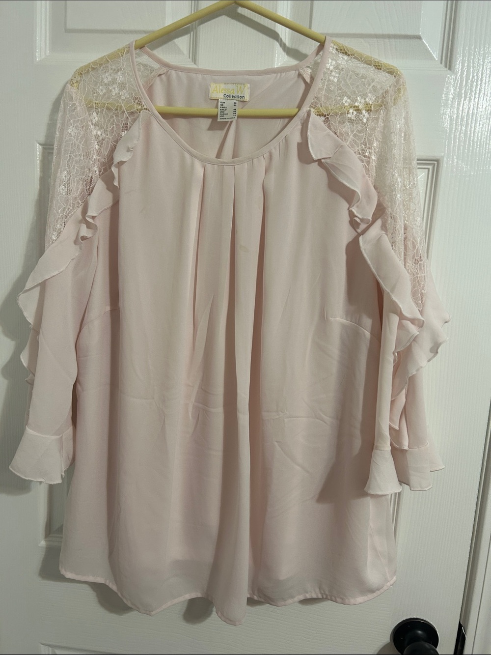 Light Pink Lace & Ruffle Blouse by